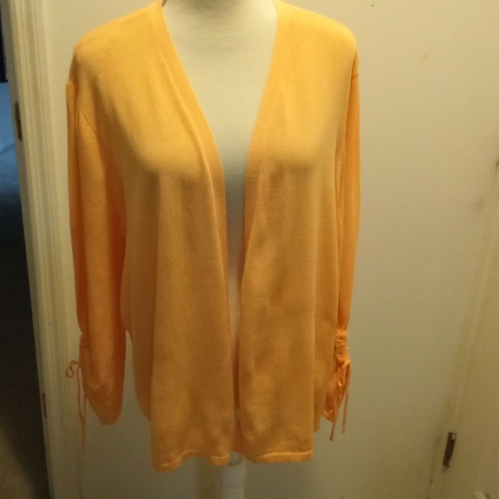 Chico open front sweater lightweight 3/4 sleeves light orange